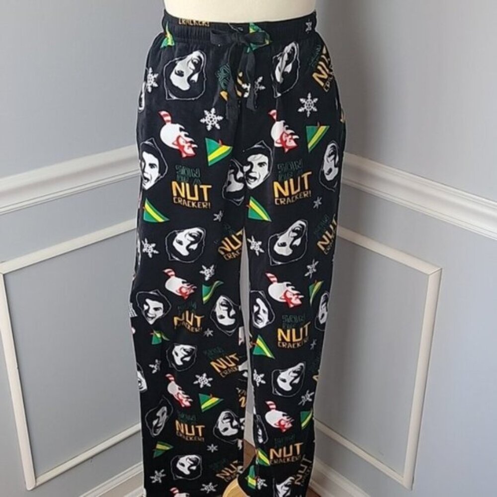 ELF THE MOVIE Black Buddy the Elf Novelty Christmas‎ Holiday Loungewear Pants L